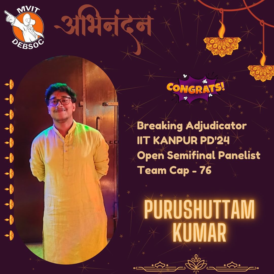 Our President kicked off Diwali celebrations with a bang by securing an “Adj break“at the prestigious IIT Kanpur PD!